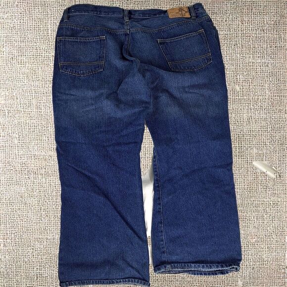 Iron Jeans Vintage USA Dark Denim Straight Leg 38x32 Pockets Zip Logo Button - Picture 10 of 14